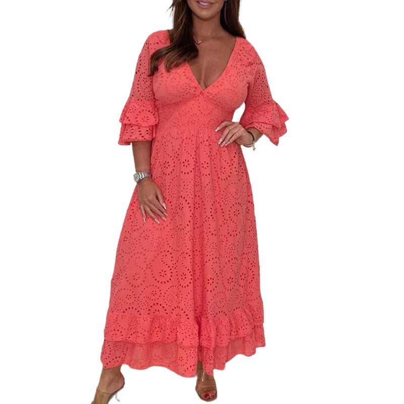 🎉Spécial été🎉Robe brodée ample à taille haute