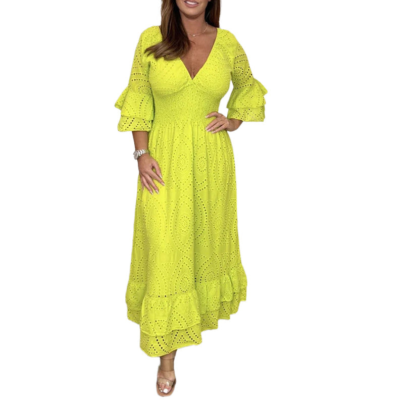 🎉Spécial été🎉Robe brodée ample à taille haute