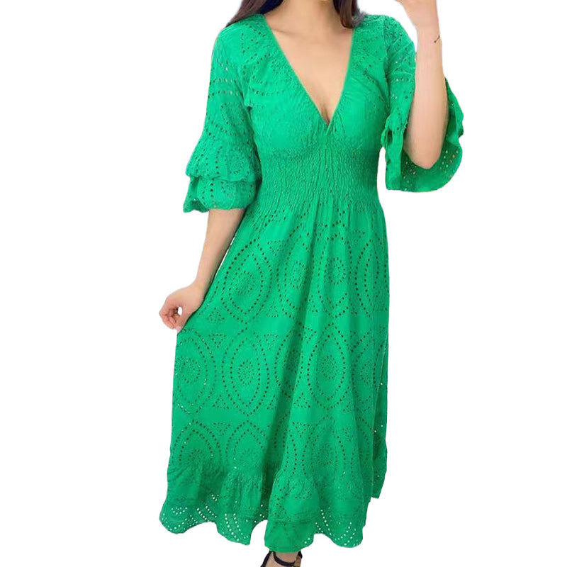 🎉Spécial été🎉Robe brodée ample à taille haute