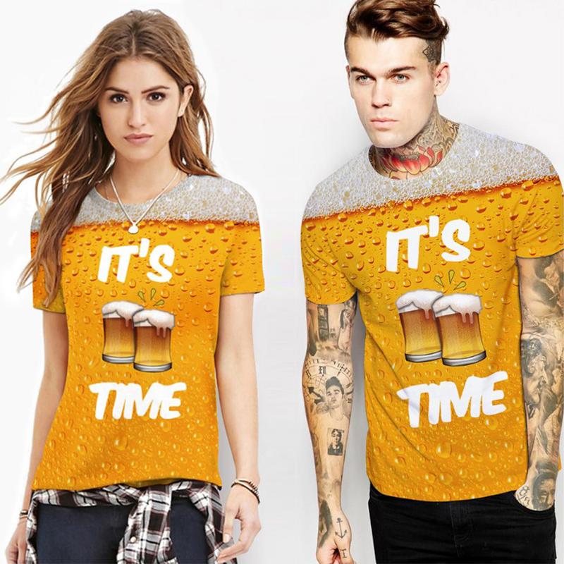 T-shirt à manches courtes à bulles de bière 3D Fashion - ciaovie
