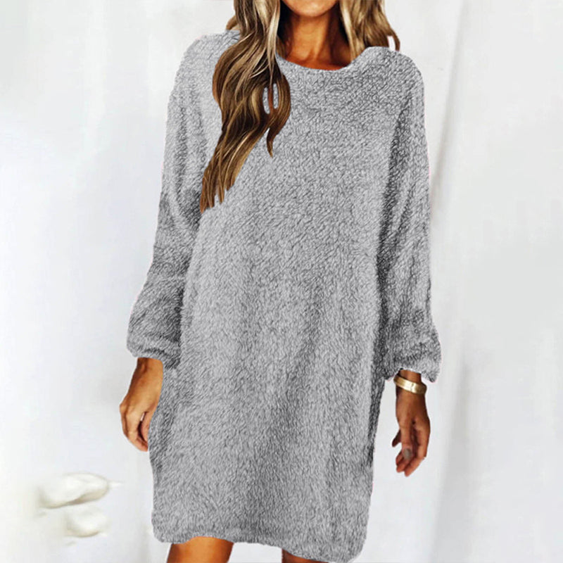 Robe décontractée à manches longues et col rond