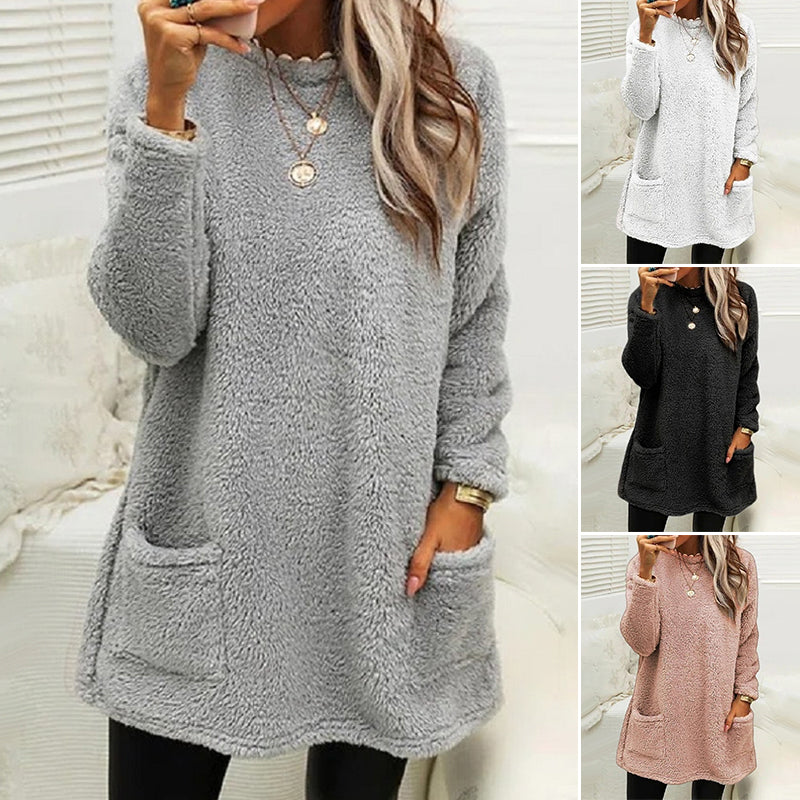 Robe décontractée à manches longues et col rond
