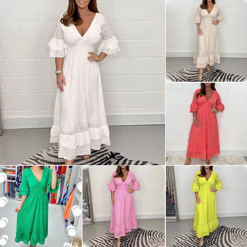 🎉Spécial été🎉Robe brodée ample à taille haute
