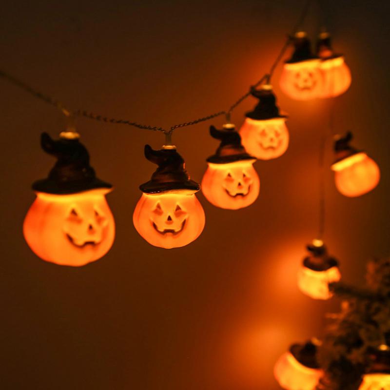 Guirlande Lumineuse Citrouille Halloween Avec Chapeaux De Sorcières