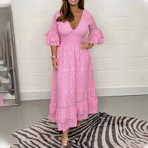 🎉Spécial été🎉Robe brodée ample à taille haute