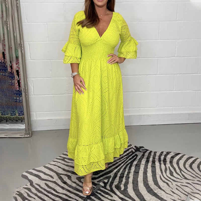 🎉Spécial été🎉Robe brodée ample à taille haute