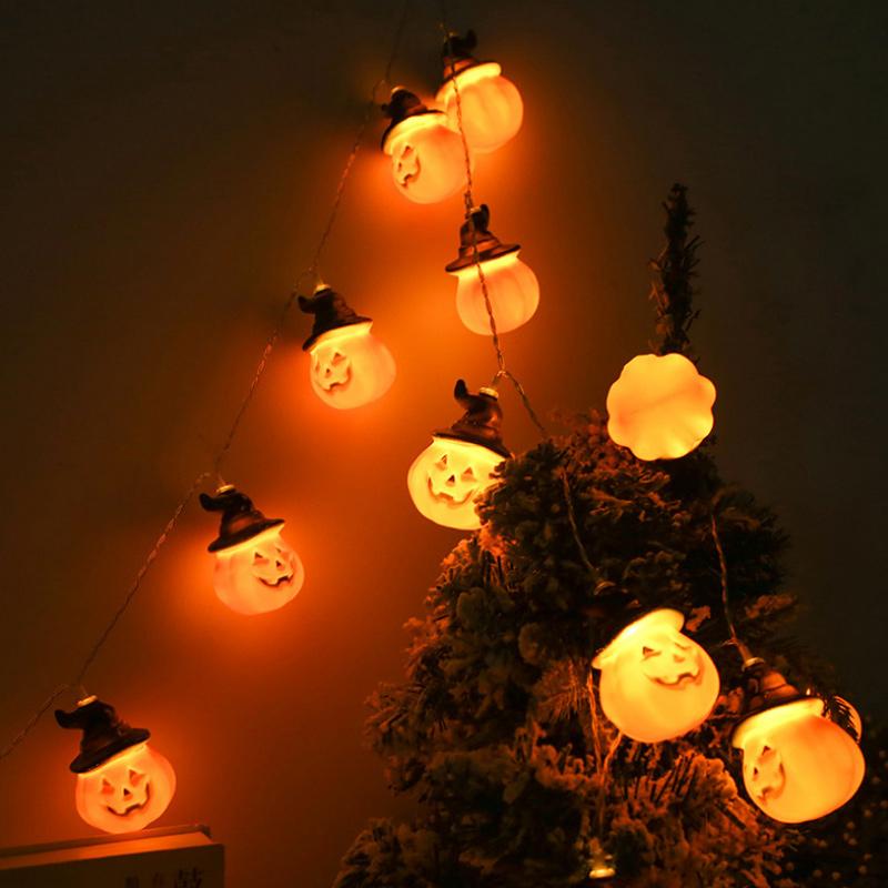 Guirlande Lumineuse Citrouille Halloween Avec Chapeaux De Sorcières