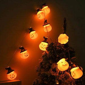 Guirlande Lumineuse Citrouille Halloween Avec Chapeaux De Sorcières
