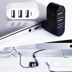 Mini Concentrateur USB Rotatif à 3 Ports