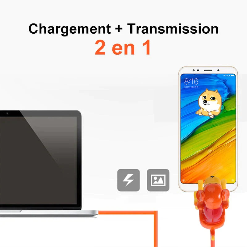 🔥Câble de Charge Rapide Chien à Bosse Drôle🔥