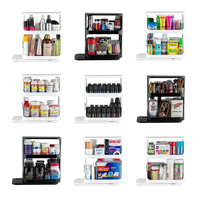 Rack de Stockage Double Étagères de Condiments Rotatif - ciaovie