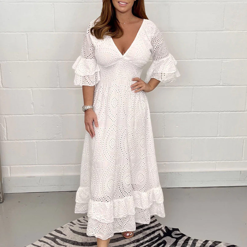 🎉Spécial été🎉Robe brodée ample à taille haute