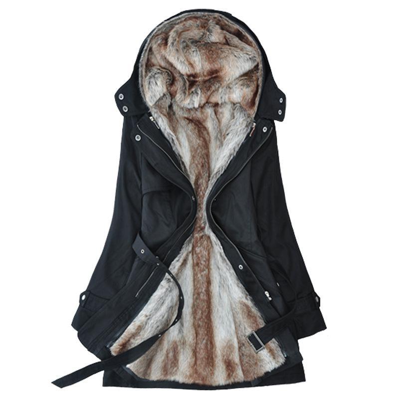 Manteau d'hiver pour femmes avec fausse fourrure amovible - ciaovie