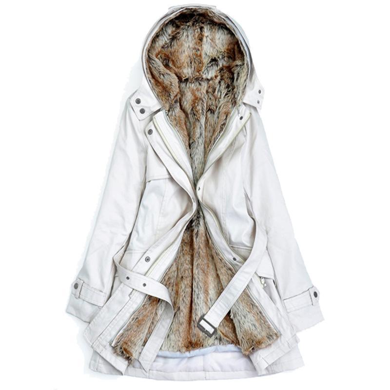 Manteau d'hiver pour femmes avec fausse fourrure amovible - ciaovie