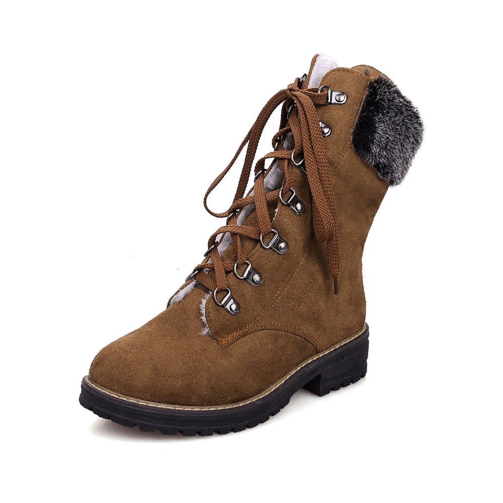 Ciaovie™ Bottes Mi-Mollet en Daim à Lacets Hiver - ciaovie