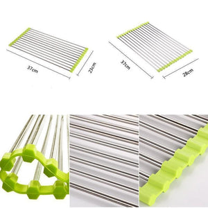 Séchoir à Vaisselle Enroulable En Acier Inoxydable, Pliable